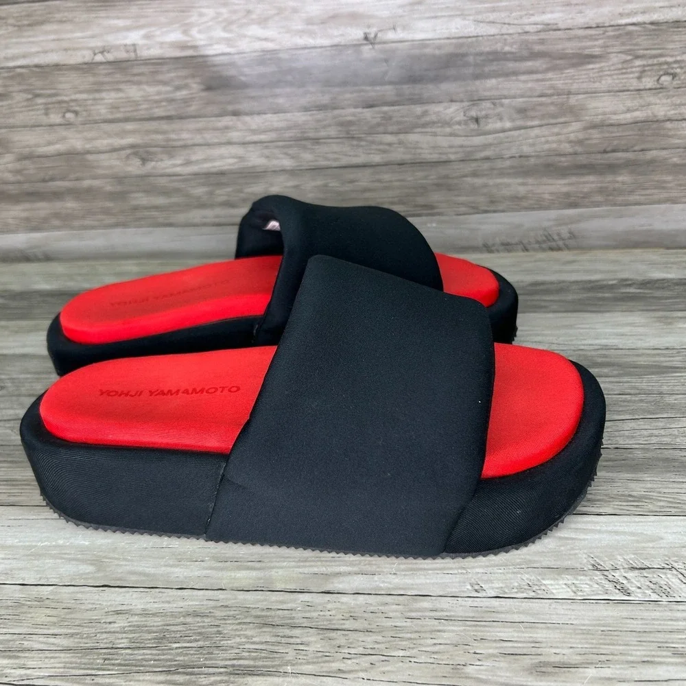 Adidas Y-3 Slides Yohji Yamamoto Black Red Slide Sandals Platform Size 8 Mens